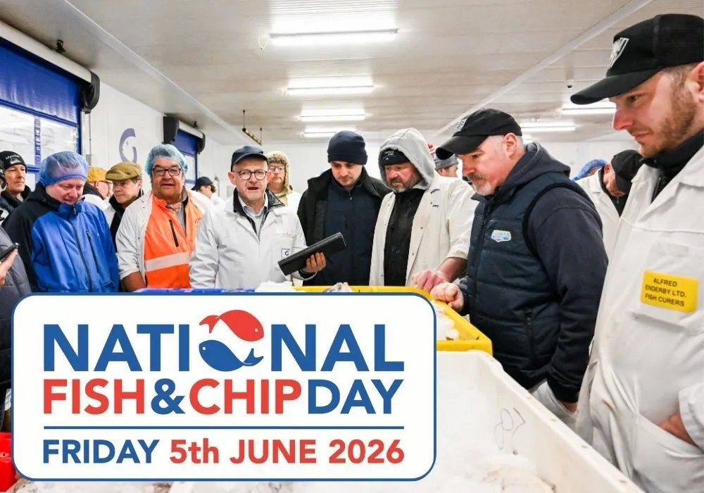 Auctioneer Nelson Hunter and fish merchants on Grimsby Fish Market mid-auction.